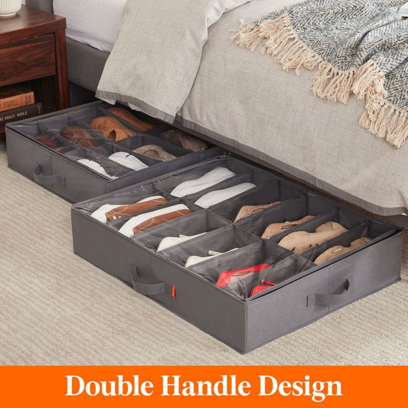 Rebrilliant Fabric Underbed Shoe Storage Set & Reviews Wayfair